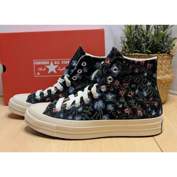 Converse Chuck 70 Black Floral Tapestry High Top Sneakers Women's 10 NIB - Picture 2 of 14